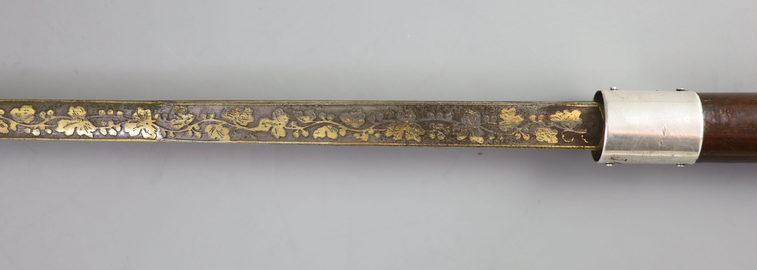 A French Toledo bladed swordstick, 19th century 87cm long